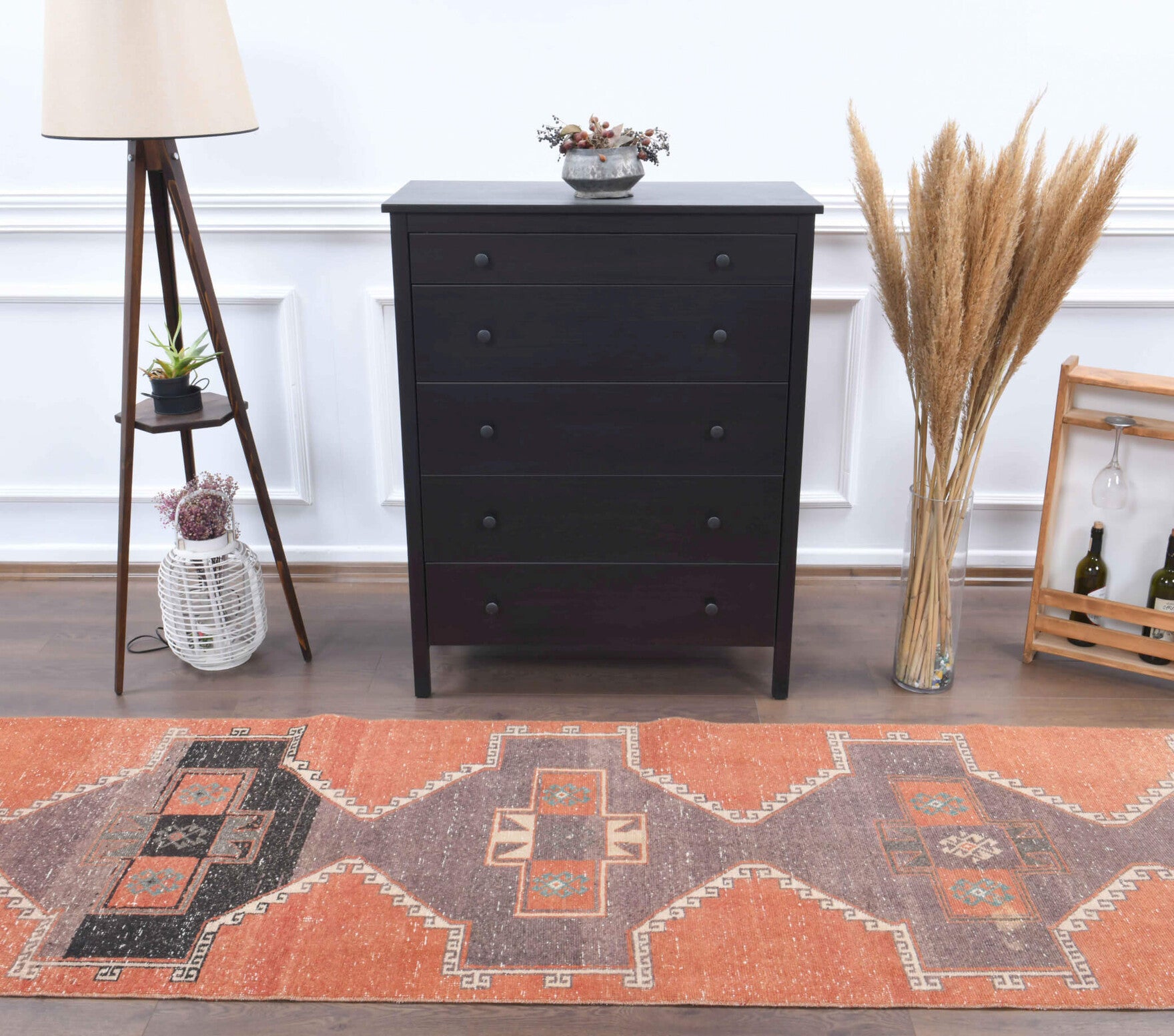 Authentic Anatolian vintage runner rug (1970s) with geometric design – one-of-a-kind at Fame Rugs