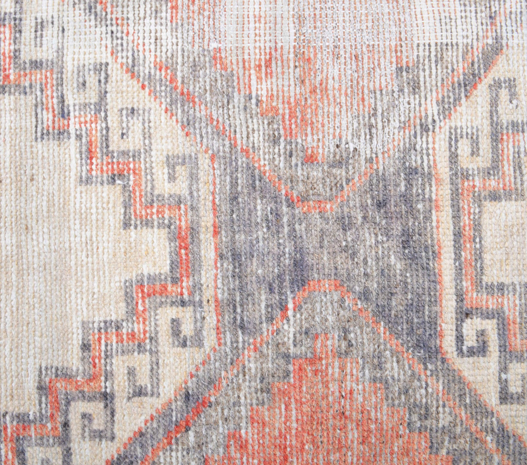 Fidanaz runner: 1960s handmade Anatolian runner with geometric motifs and cotton backing