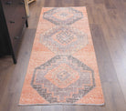 Vintage Orange Oushak Runner Rug