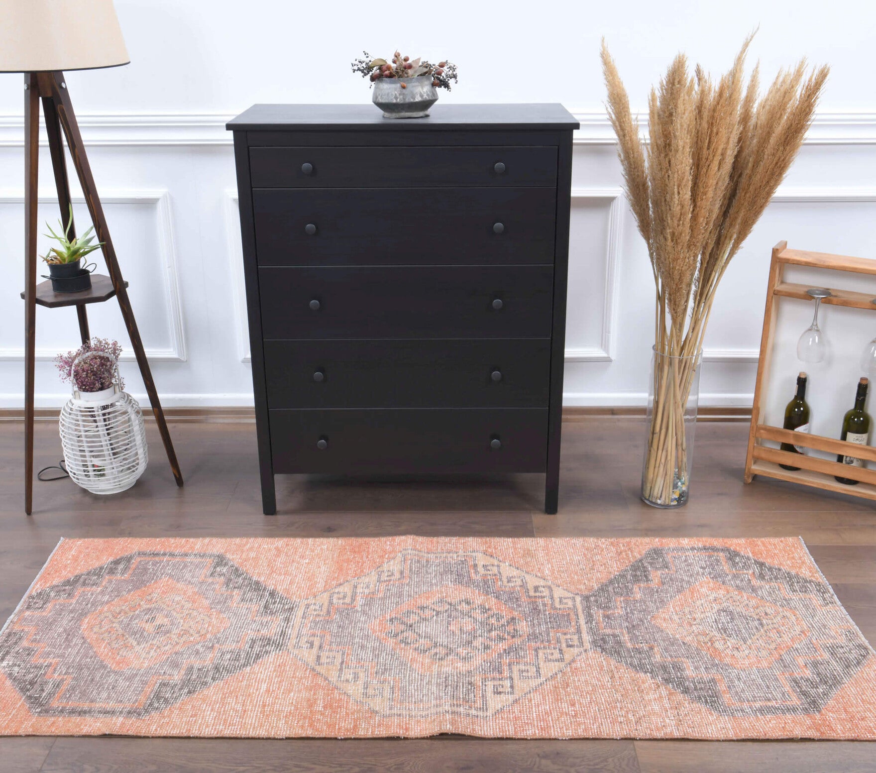 Authentic Anatolian vintage runner rug (1970s) with geometric design – one-of-a-kind at Fame Rugs