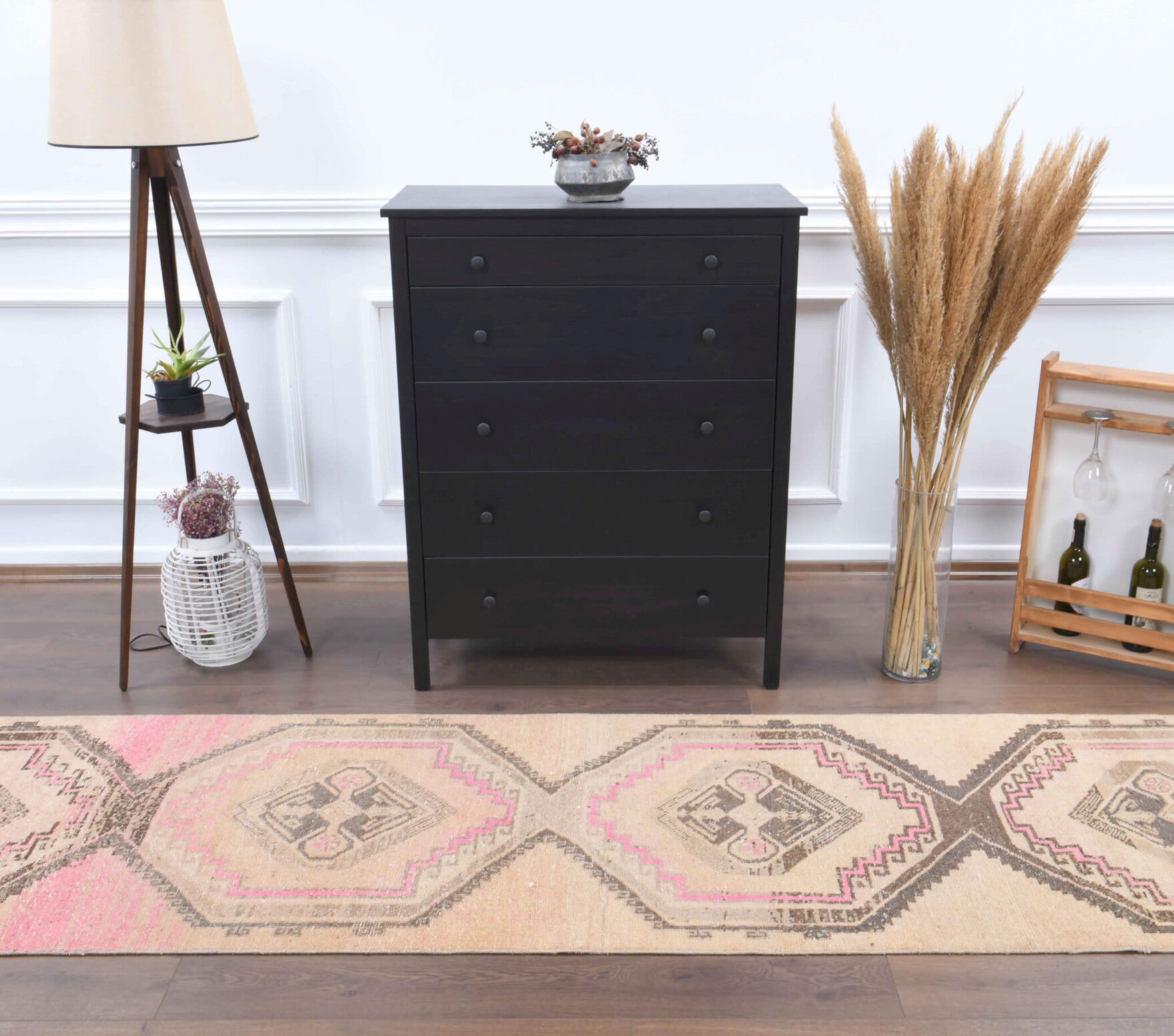 Authentic Anatolian vintage runner rug (1970s) with geometric design – one-of-a-kind at Fame Rugs