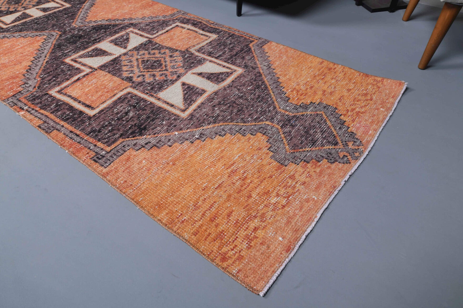 89x333 cm vintage Anatolian runner rug – Eumorphe, low pile, wool