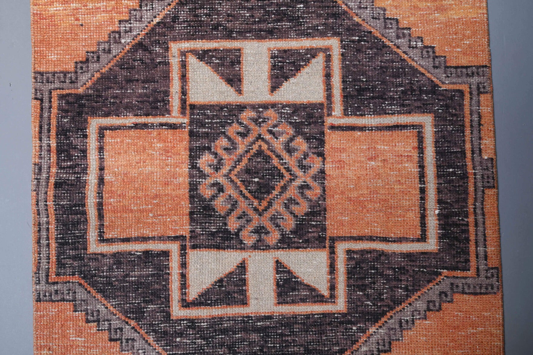 Handmade wool runner from Anatolia, Turkey – 3x10 Orange Vintage Runner Rug 2'11" x 10'11"