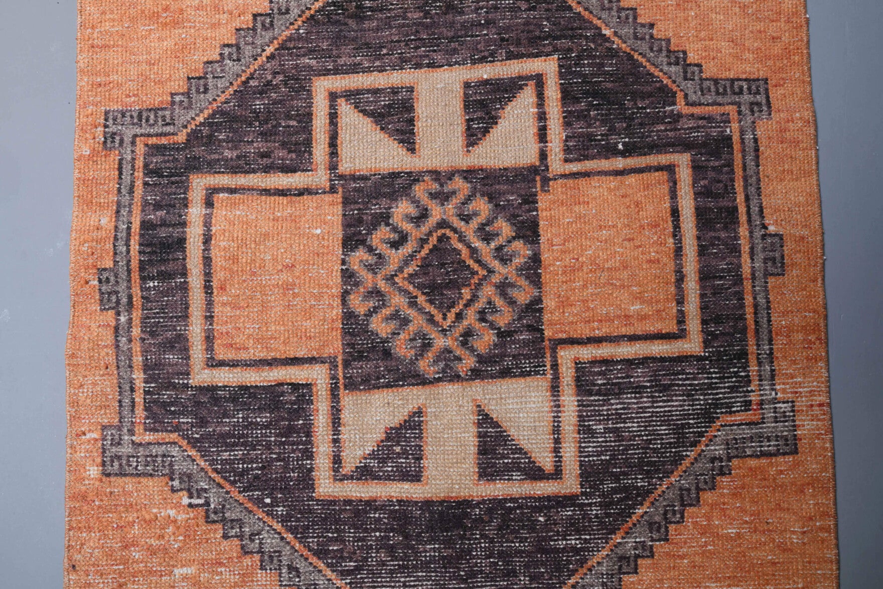 Handmade wool runner from Anatolia, Turkey – Orange Vintage Runner Rug 3'2" x 11'5"