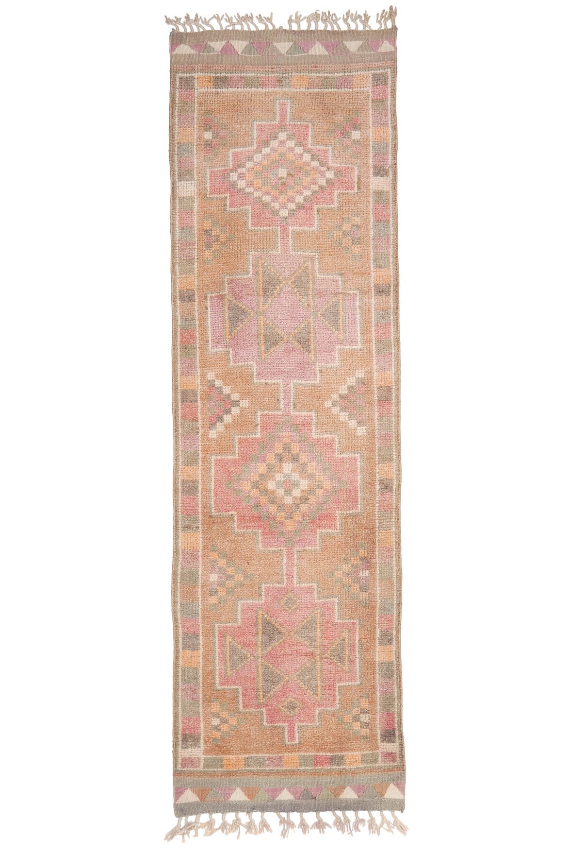 Pastel Colored Vintage Anatolian Runner Rug