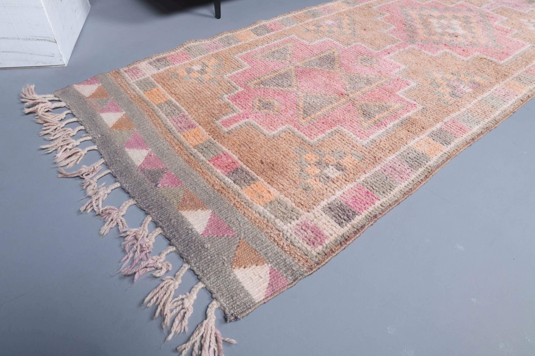 Pastel Colored Vintage Anatolian Runner Rug