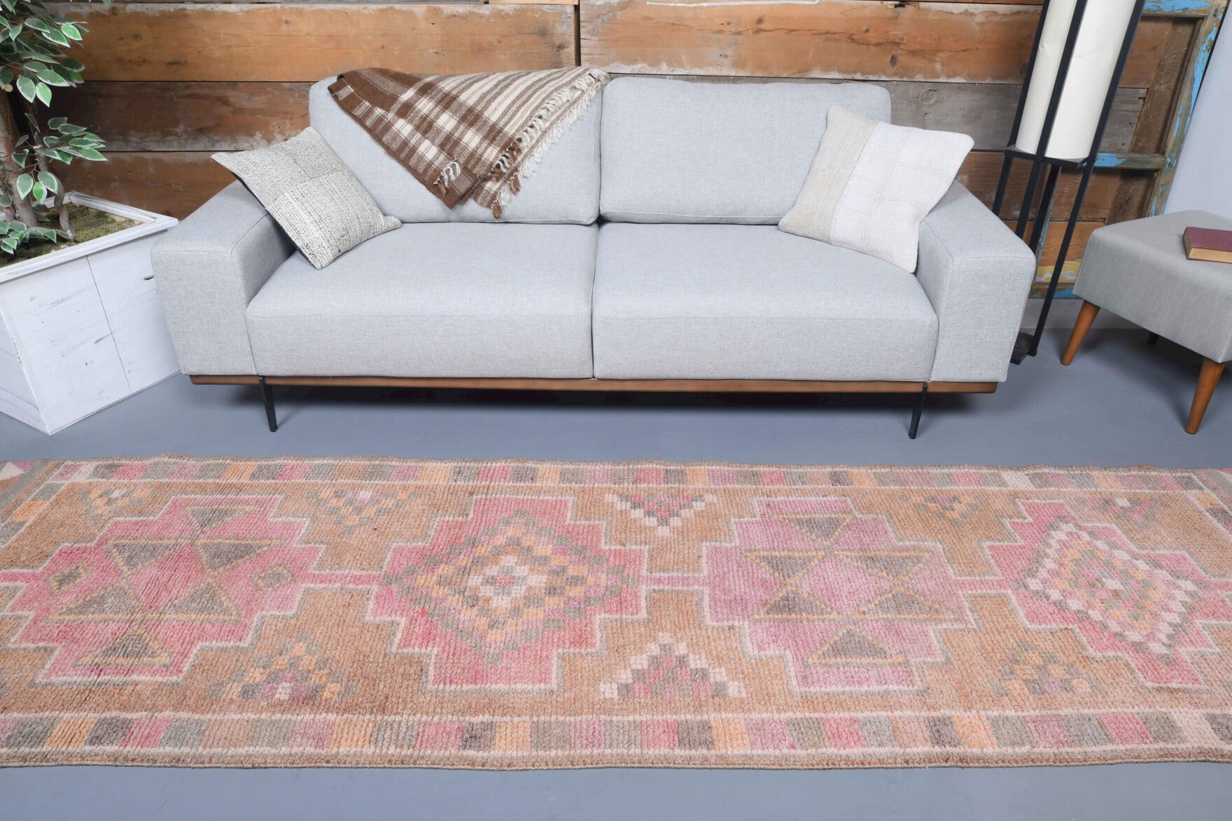 Pastel Colored Vintage Anatolian Runner Rug