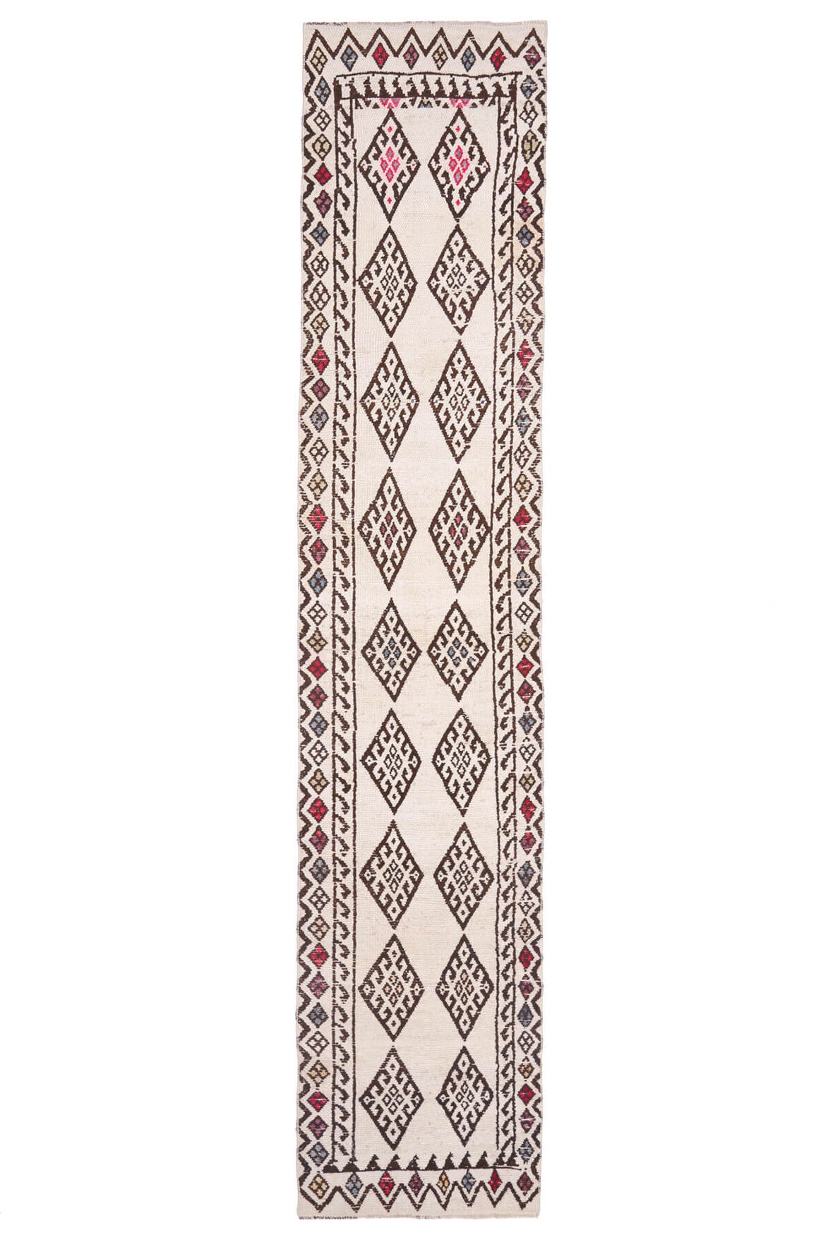 Boho Chic White Vintage Oushak Runner Rug