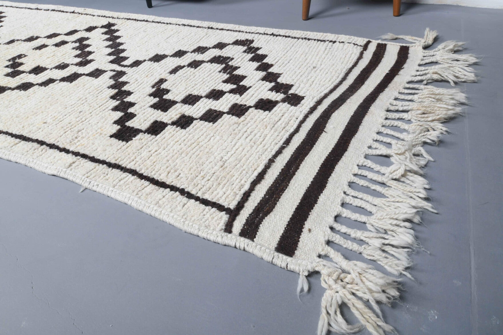 Elifnihal runner: 1970s handmade Anatolian runner with ikat motifs and cotton backing