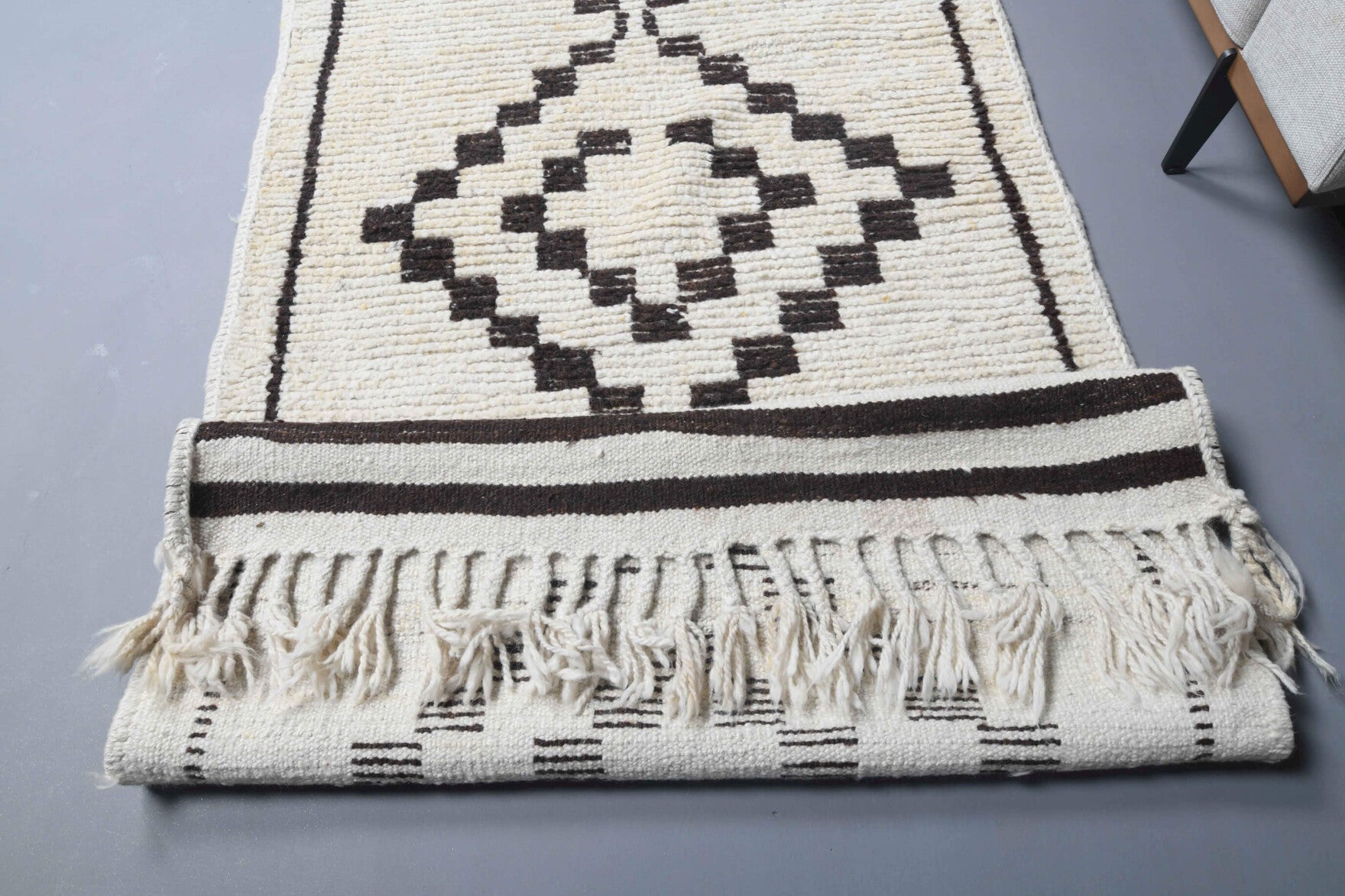 Elifnihal – vintage ikat runner for living room or hallway, 3'4" x 11'7" (102x352 cm)