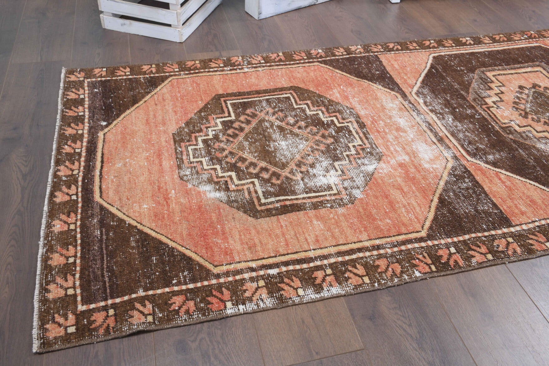 102x388 cm vintage Anatolian runner rug – Eleuthekleia, low pile, wool