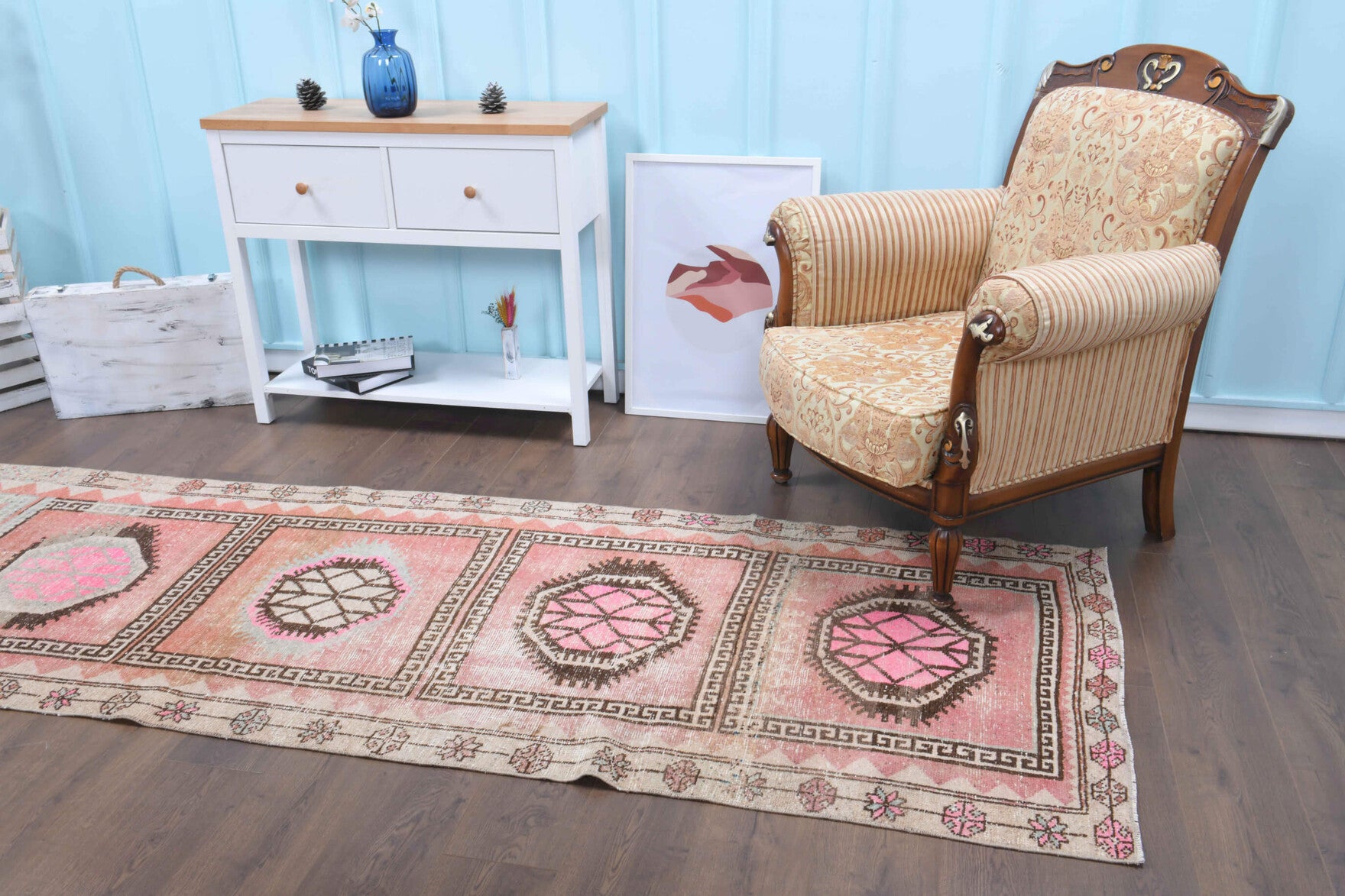 Handmade wool runner from Anatolia, Turkey – Turkish Vintage Anatolian Runner Rug 3'3" x 11'4"