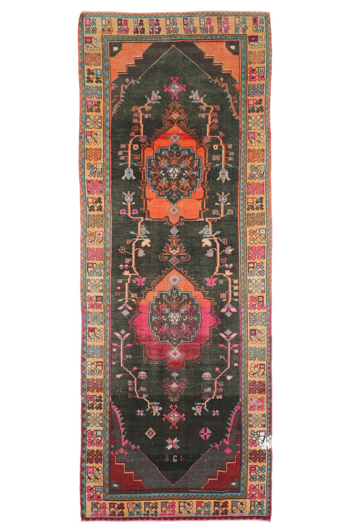 5x13 Wide Anatolian Runner, Folk Art Unique Vintage Runner Rug - Turkish Historic Motifs