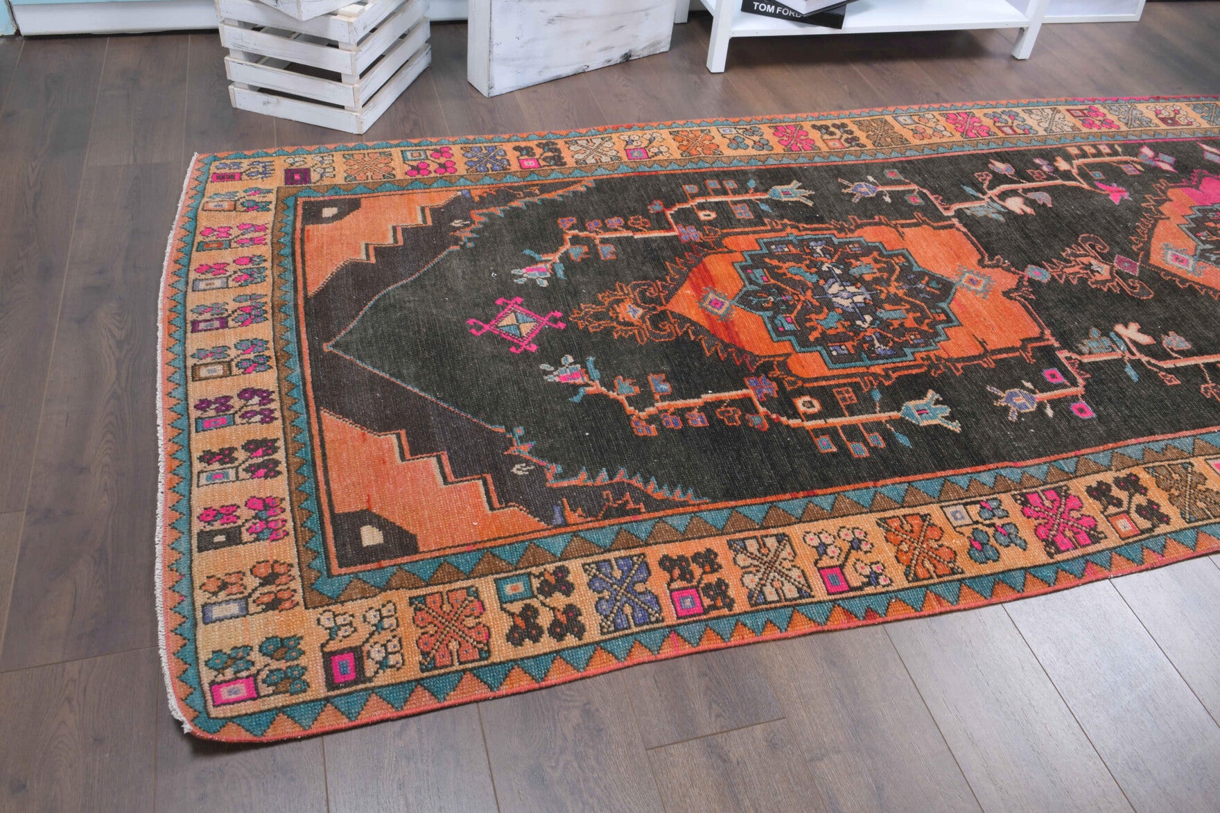 140x386 cm vintage Anatolian runner rug – Eirenemira, low pile, wool