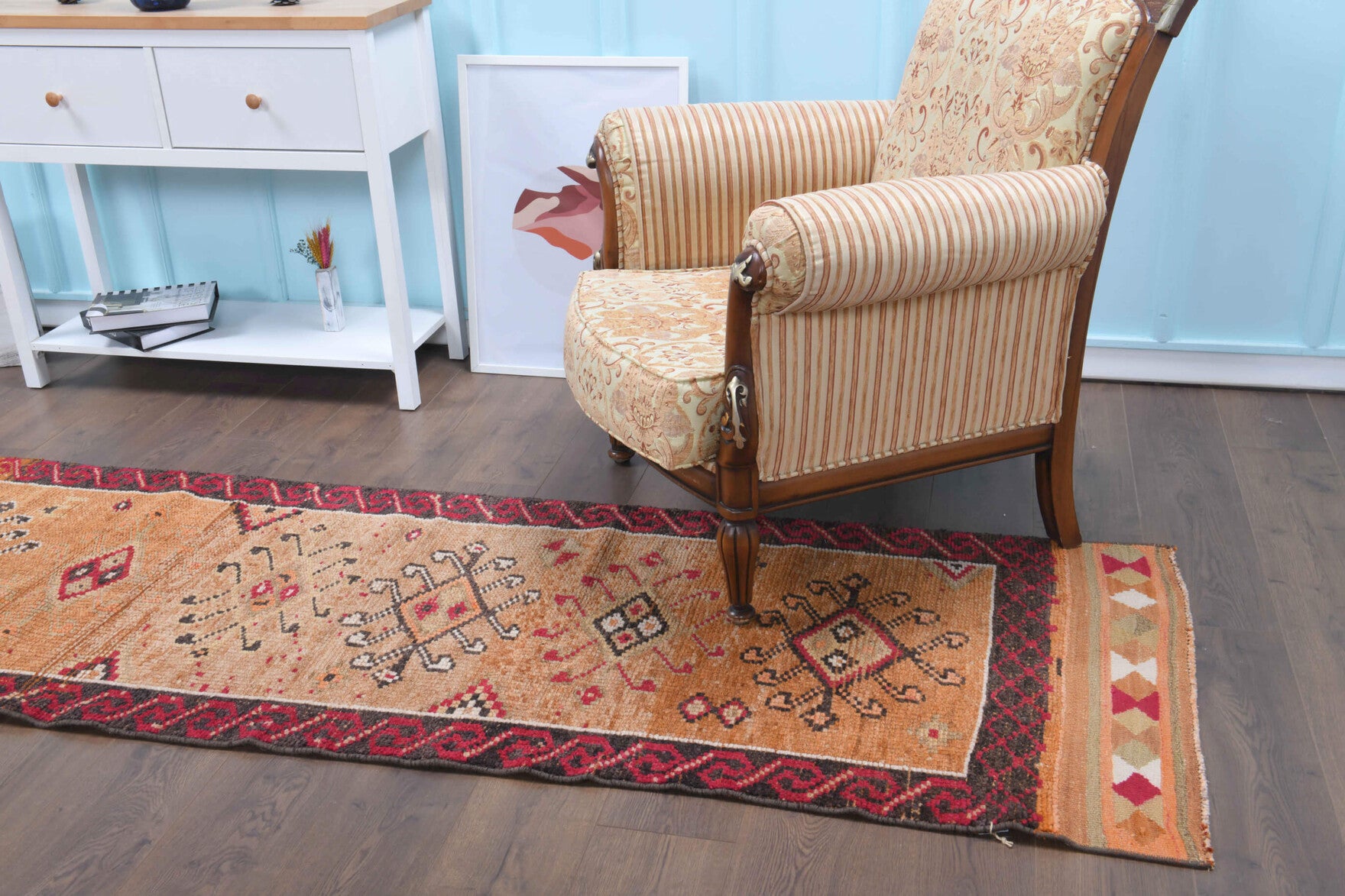 Handmade wool runner from Anatolia, Turkey – Turkish Vintage Runner Rug 2'8" x 12'6"
