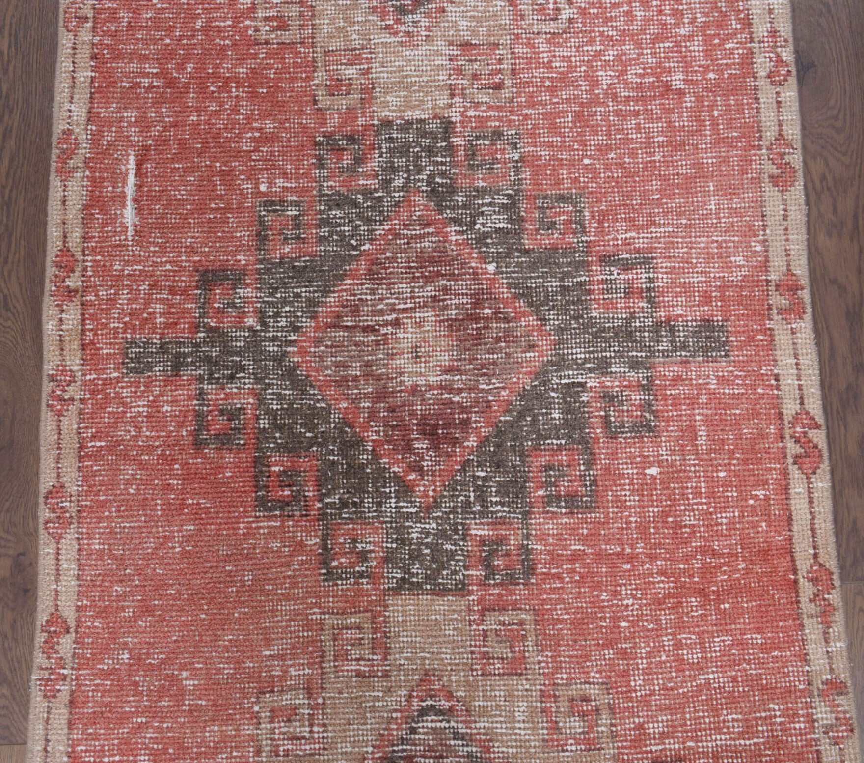89x344 cm vintage Anatolian runner rug – Ebruperi, low pile, wool