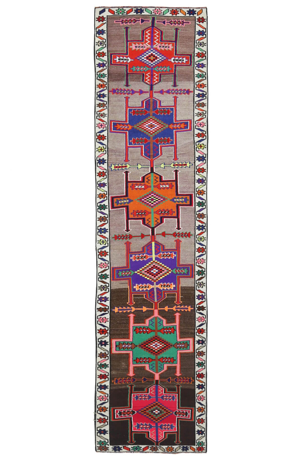 Hand-Knotted Vintage Runner Rug