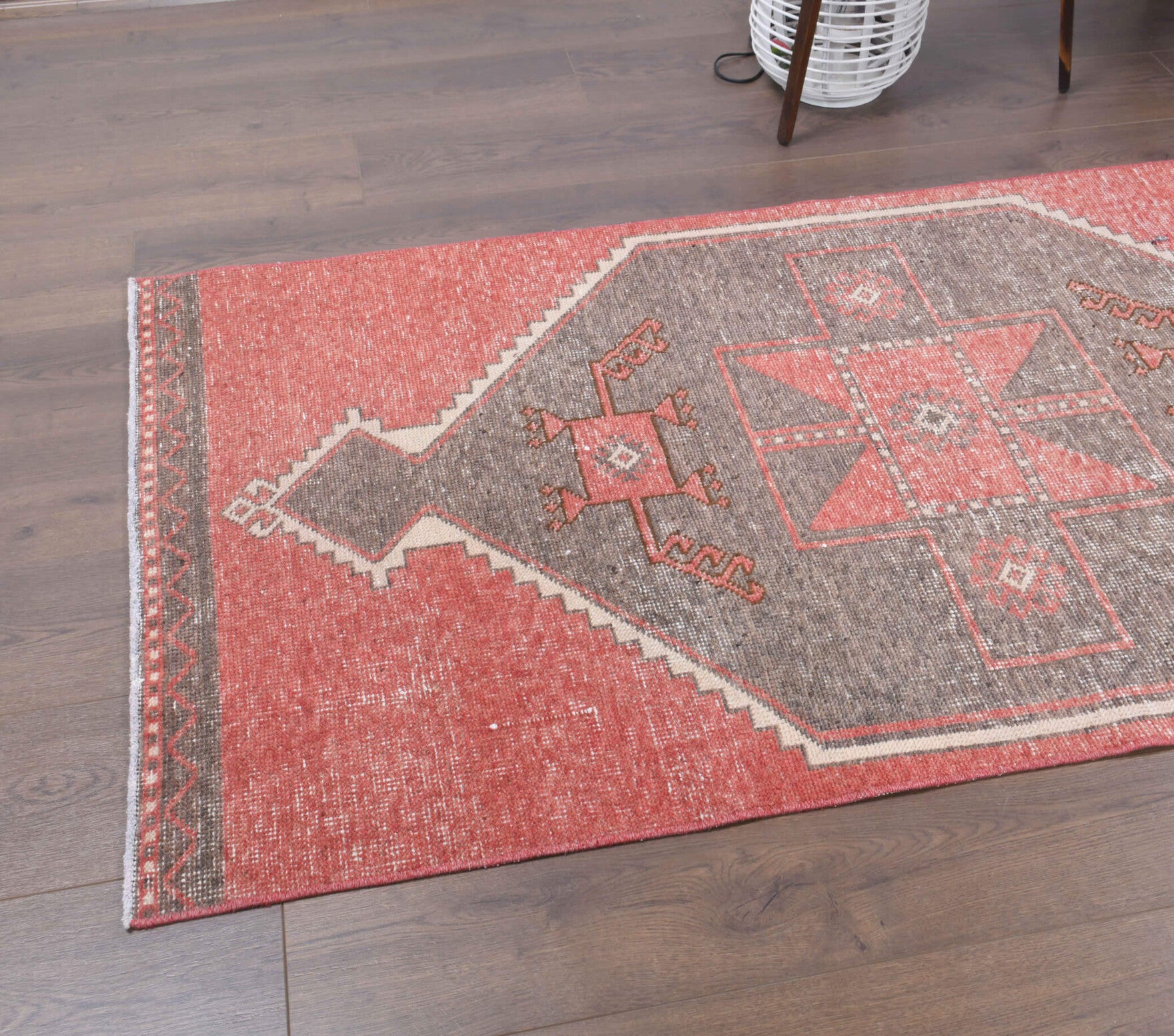 90x388 cm vintage Anatolian runner rug – Dodo, low pile, wool
