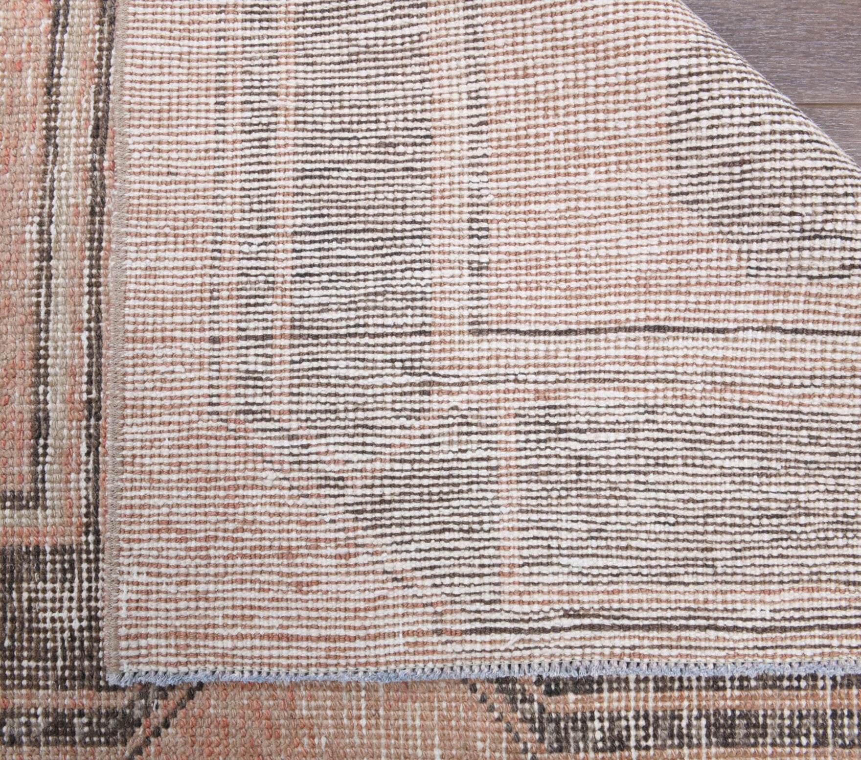 Dilnazgul runner: 1970s handmade Anatolian runner with geometric motifs and cotton backing