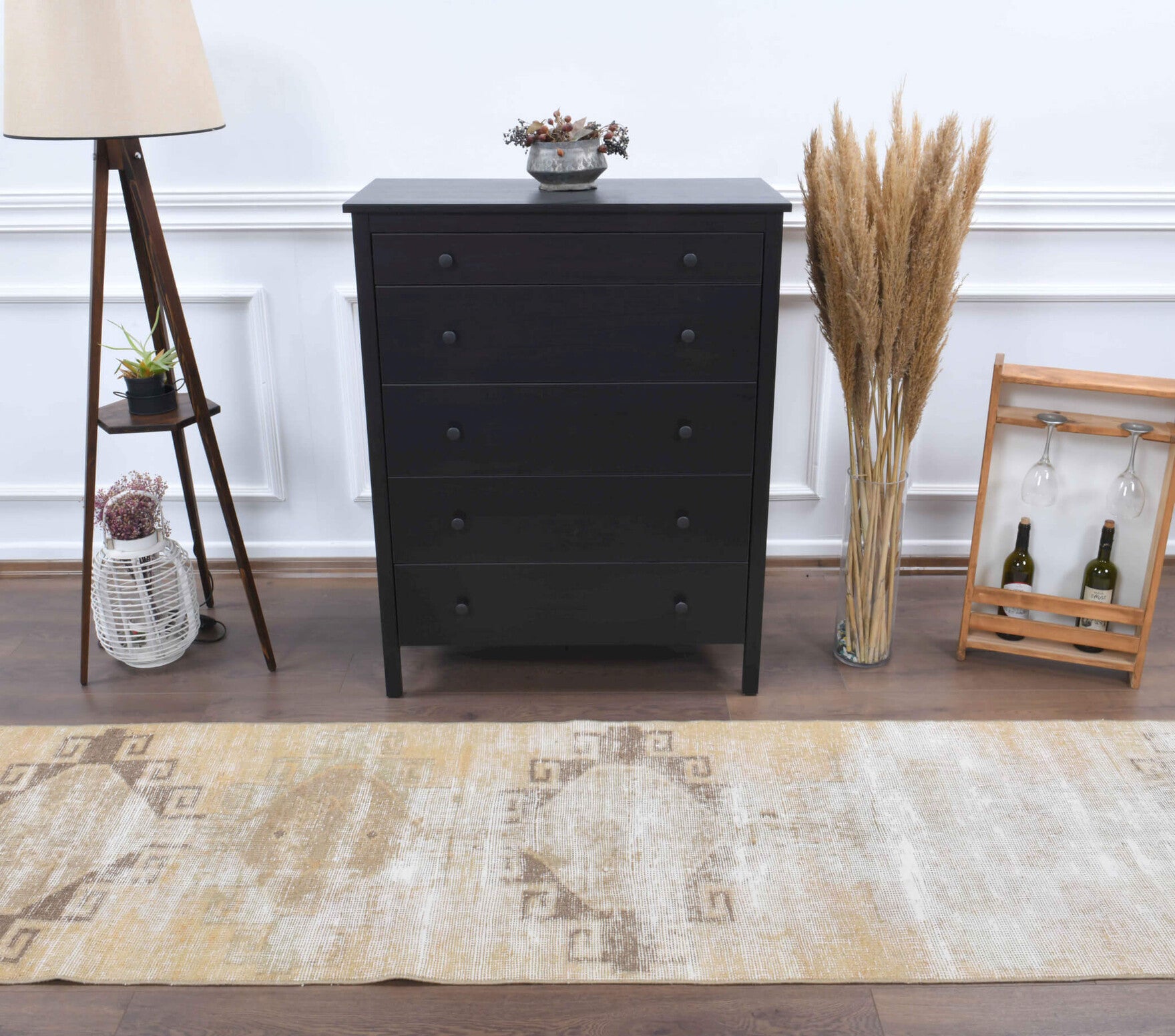Authentic Anatolian vintage runner rug (1970s) with geometric design – one-of-a-kind at Fame Rugs