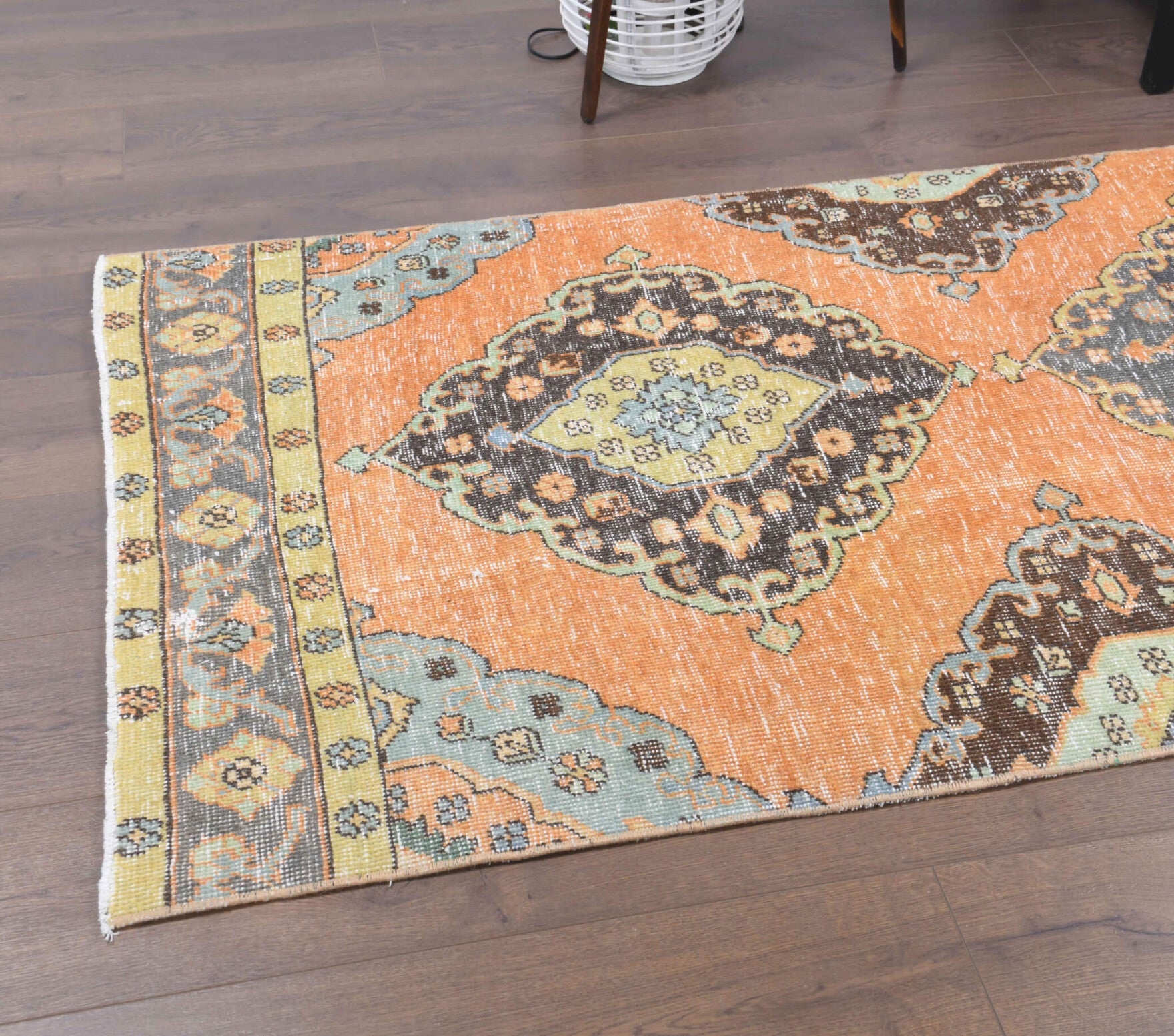 91x357 cm vintage Anatolian runner rug – Deniz, low pile, wool