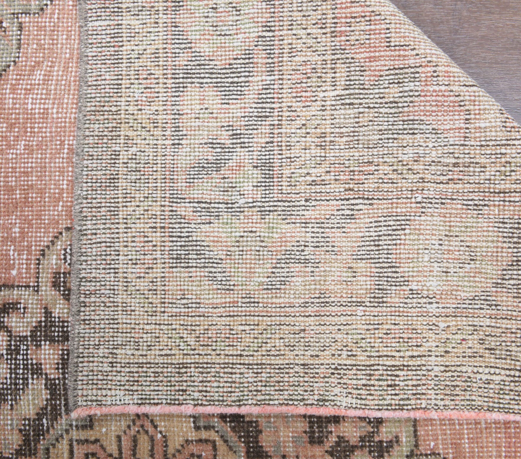 Damlasever runner: 1970s handmade Anatolian runner with oriental motifs and cotton backing