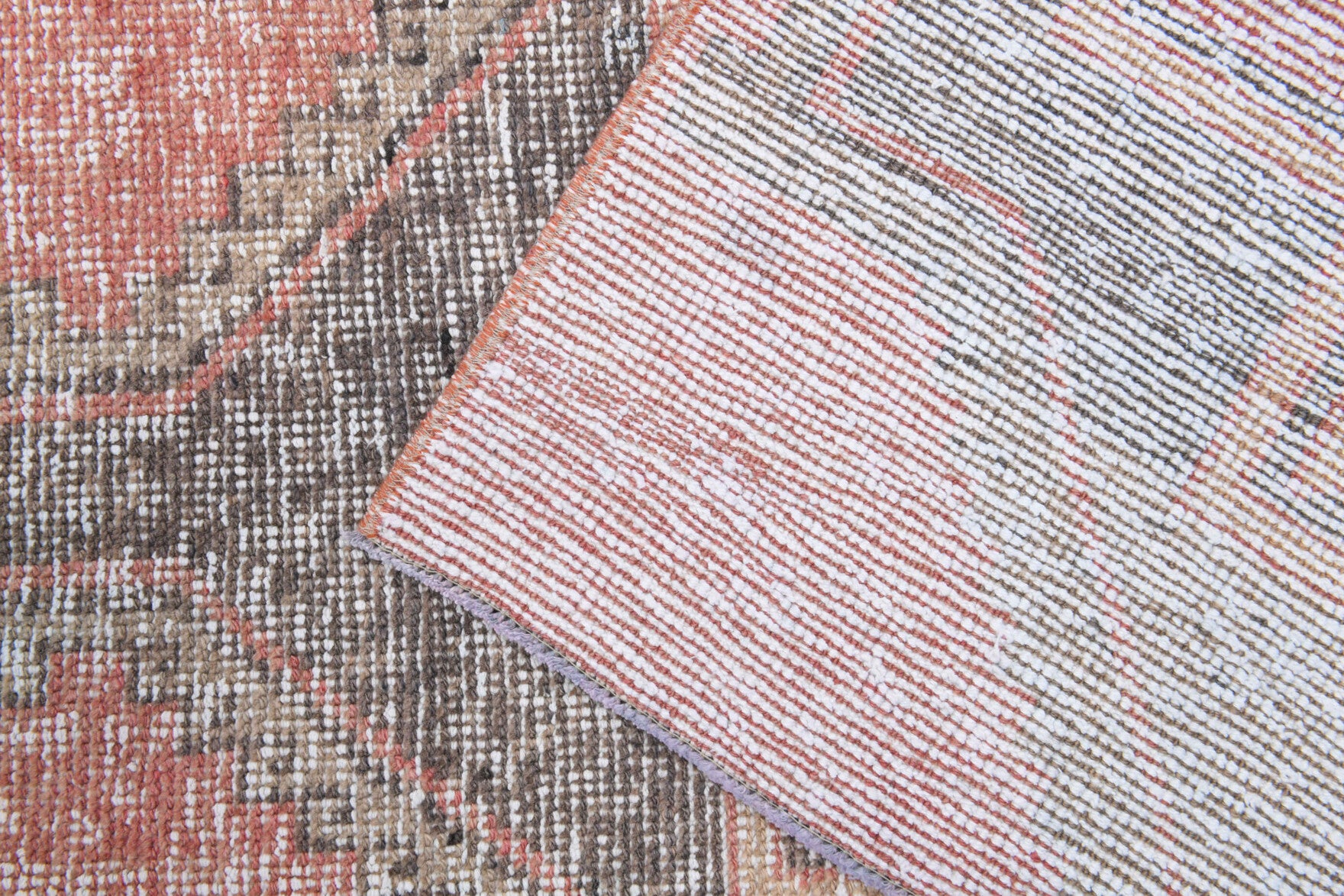 Damlabike runner: 1970s handmade Anatolian runner with geometric motifs and cotton backing
