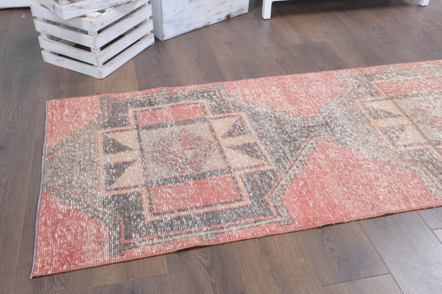 Authentic Anatolian vintage runner rug (1970s) with geometric design – one-of-a-kind at Fame Rugs