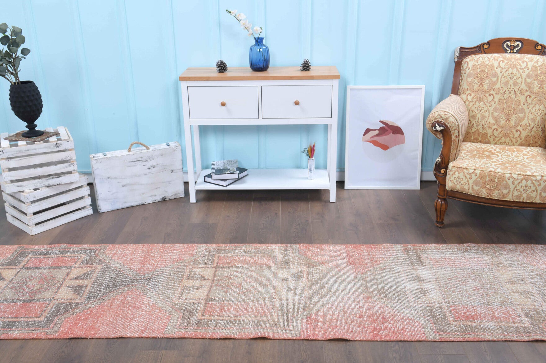 Handmade wool runner from Anatolia, Turkey – Vintage Runner Rug 2'9" x 10'11"