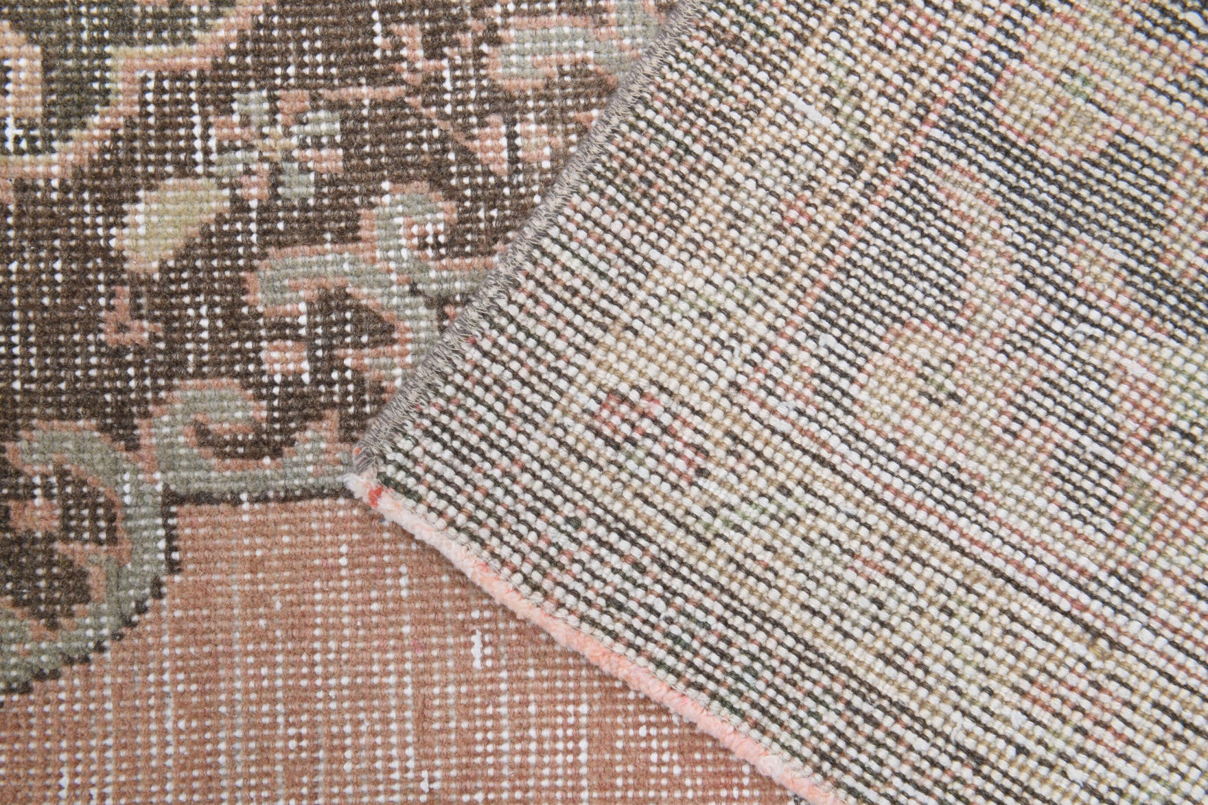 Creneis runner: 1970s handmade Anatolian runner with oriental motifs and cotton backing