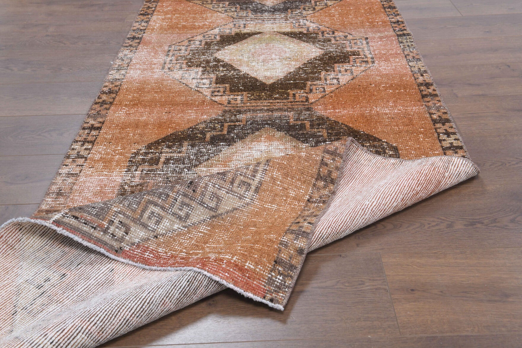 96x334 cm vintage Anatolian runner rug – Ceylanefruz, low pile, wool