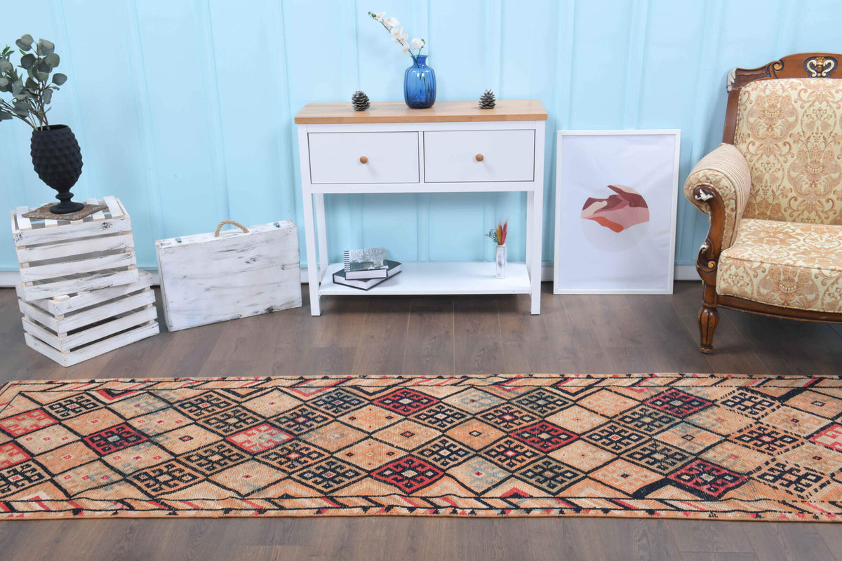 Hand-Knotted Vintage Anatolian Runner Rug