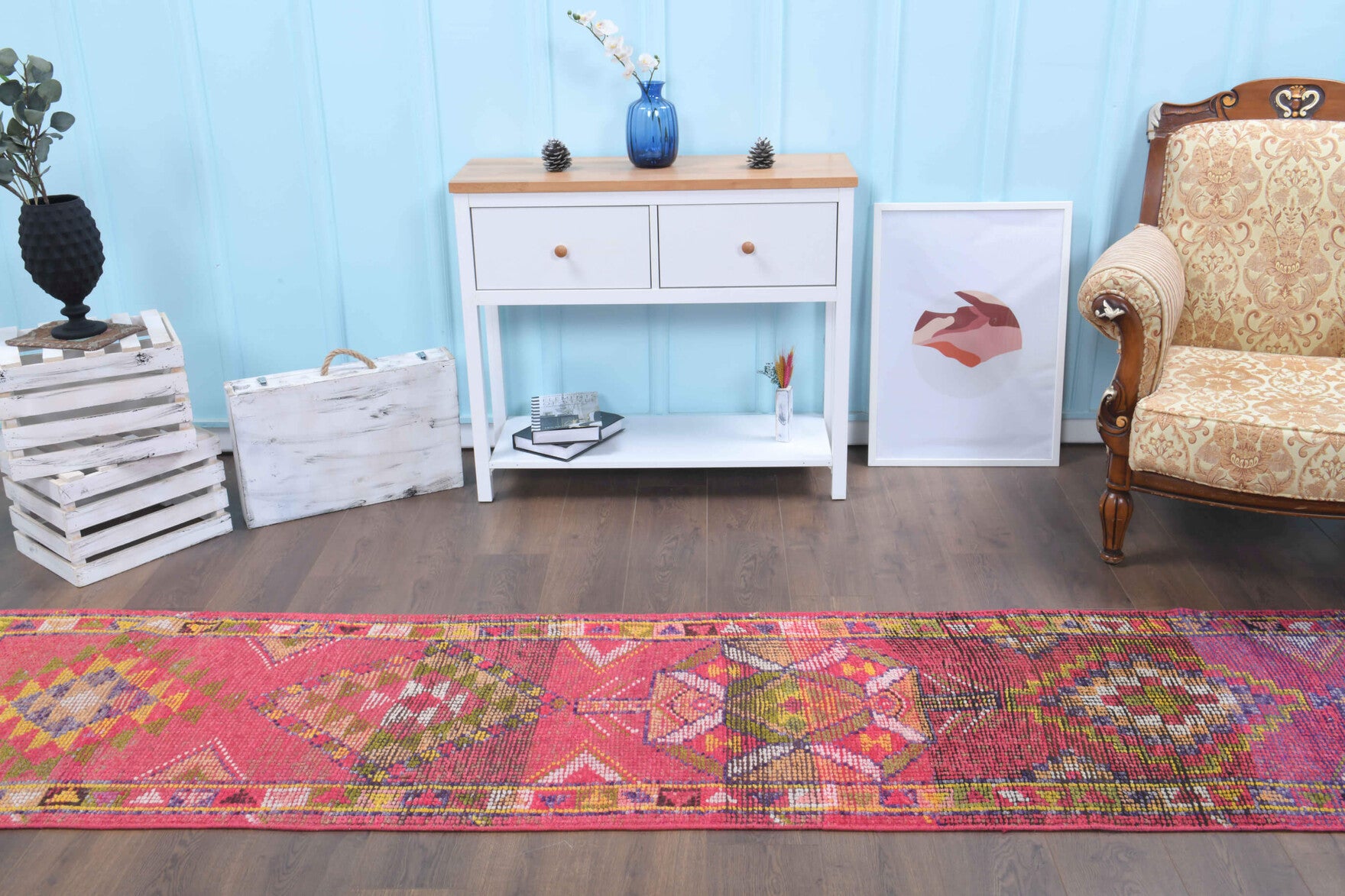 Hand-Knotted Vintage Anatolian Runner Rug