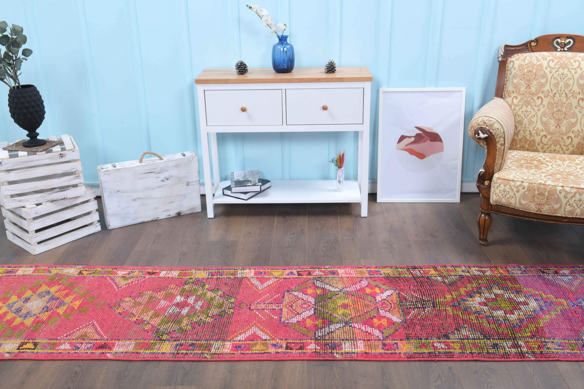 Hand-Knotted Vintage Anatolian Runner Rug