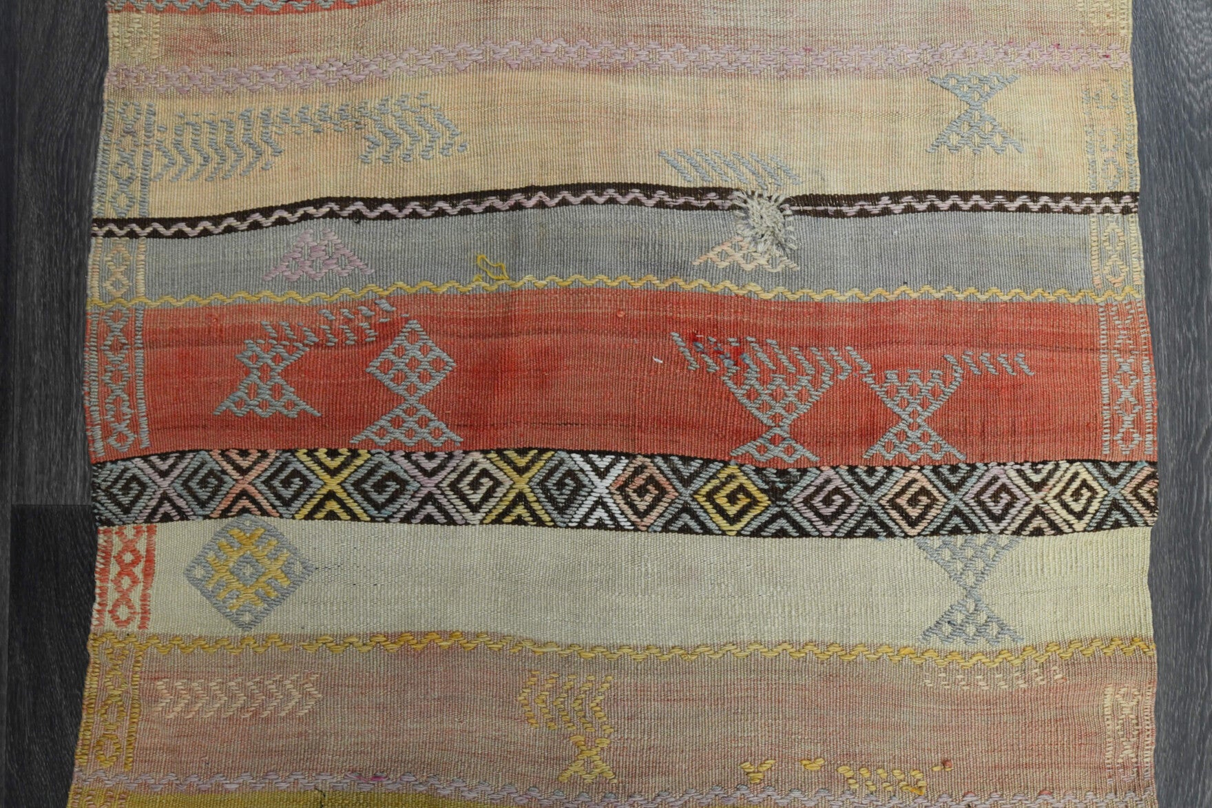 Authentic Anatolian vintage kilim rug (1960s) with ikat design – one-of-a-kind at Fame Rugs
