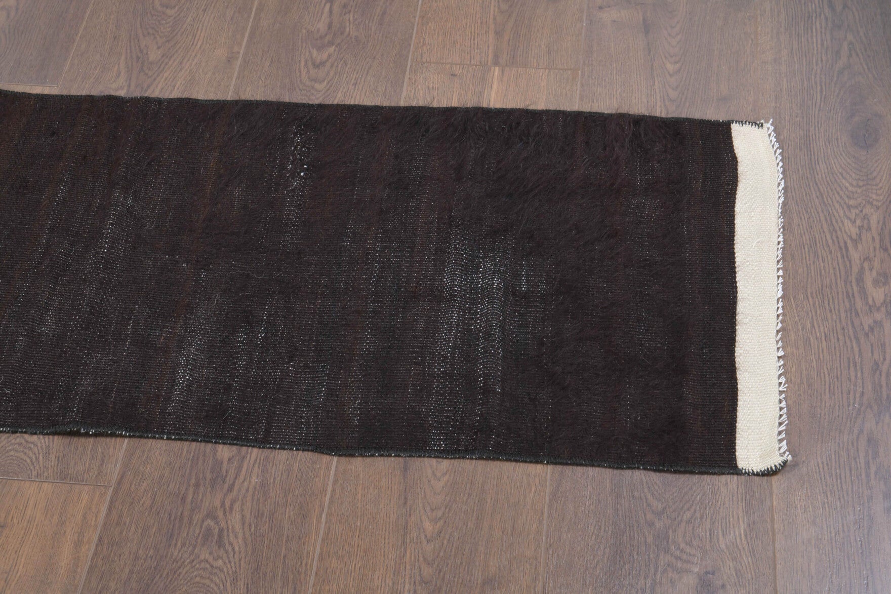 Vintage Flatweave Brown Runner Rug