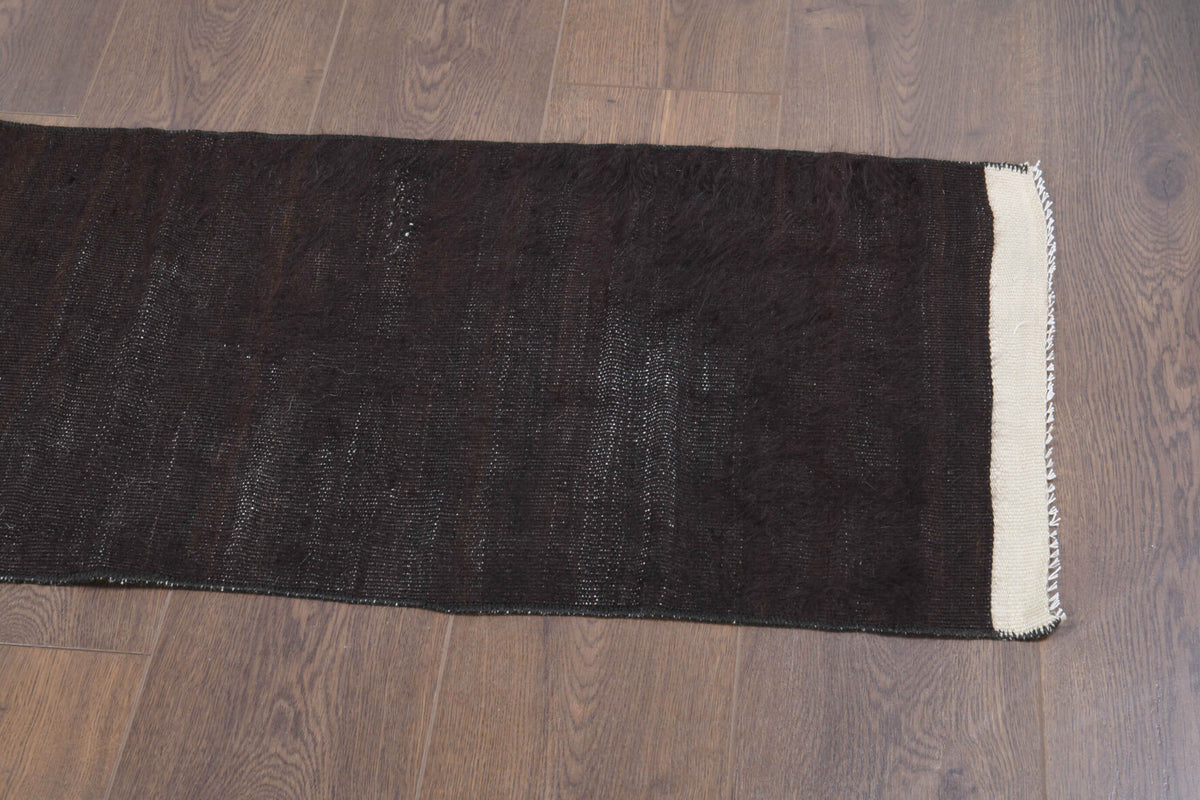 Vintage Flatweave Brown Runner Rug