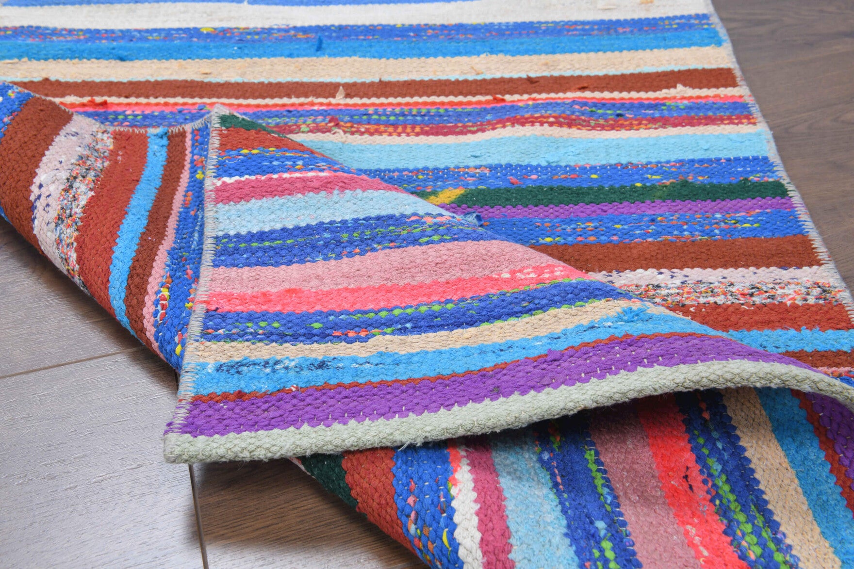 Ufukgul – vintage striped kilim for living room or bedroom, 2'2" x 5' (65x153 cm)