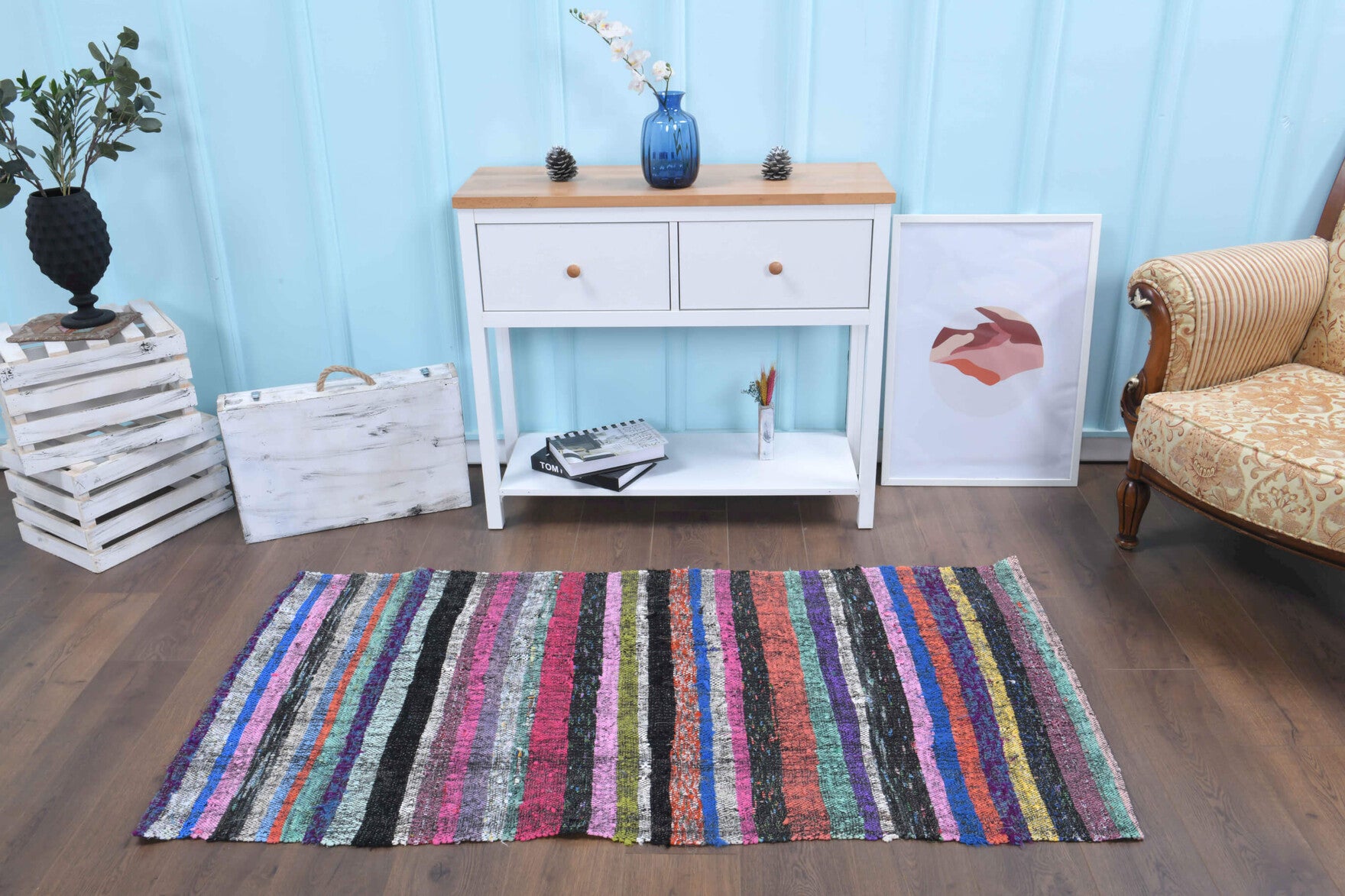 Colorful Vintage Kilim Runner