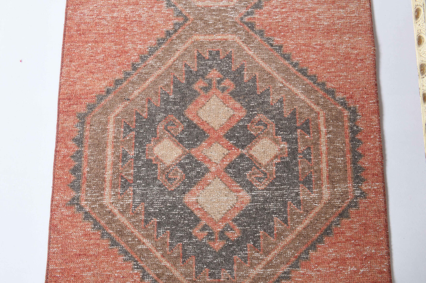 Okeanope rug: 1970s handmade Anatolian rug with geometric motifs and cotton backing