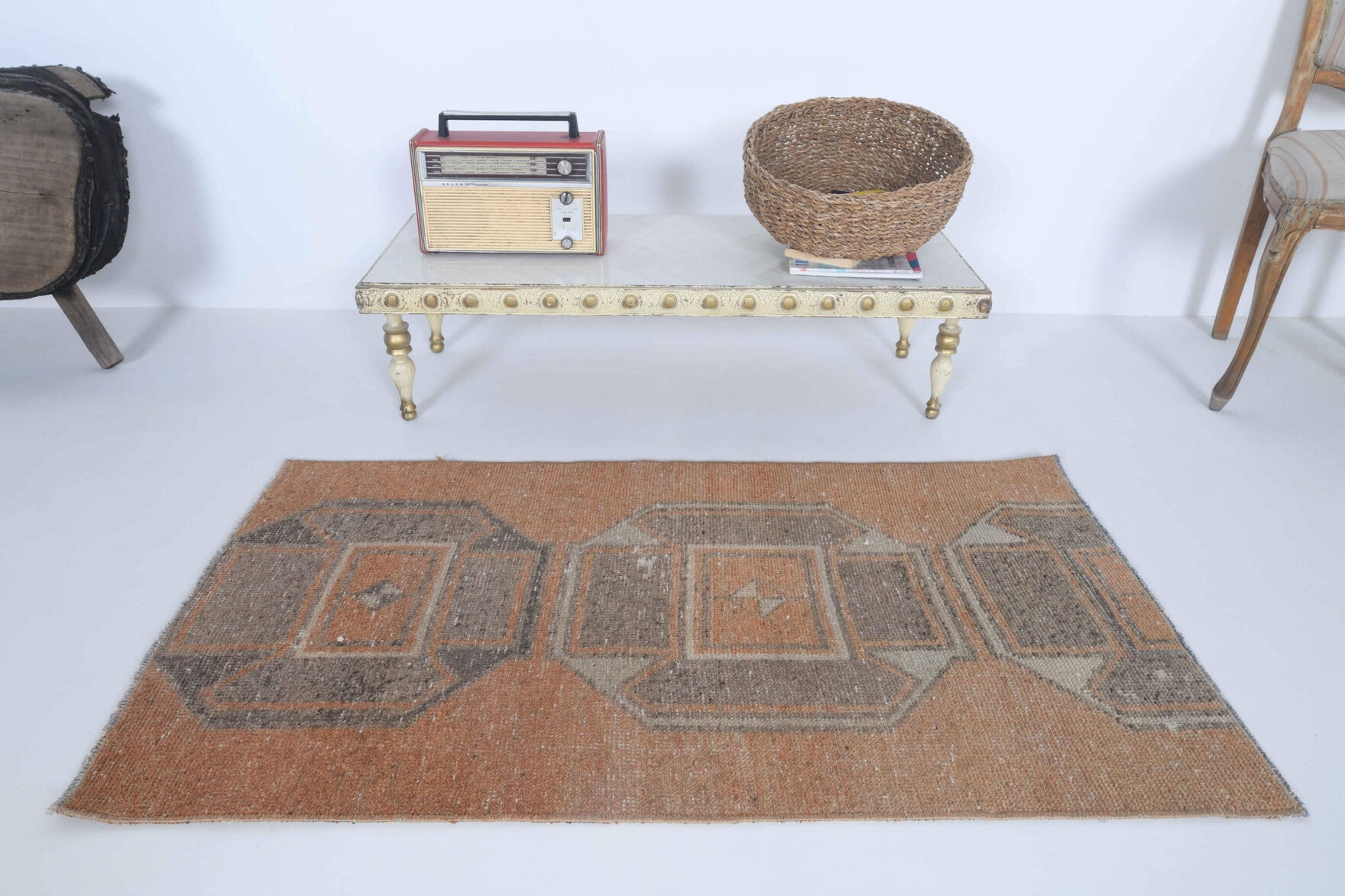 Faded Red Vintage Oushak Small Rug