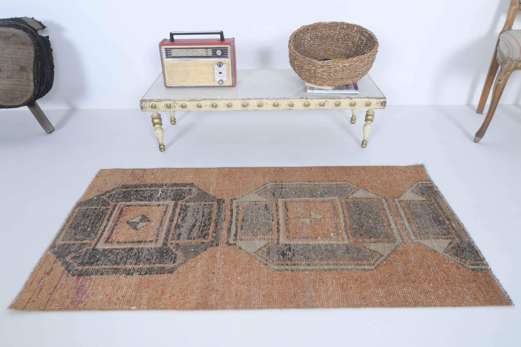 Faded Red Vintage Oushak Small Rug
