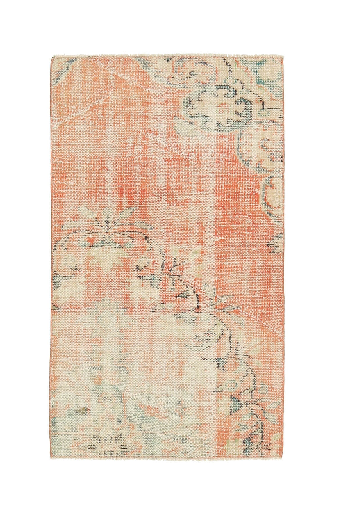 Vintage Oushak Faded Red Rug