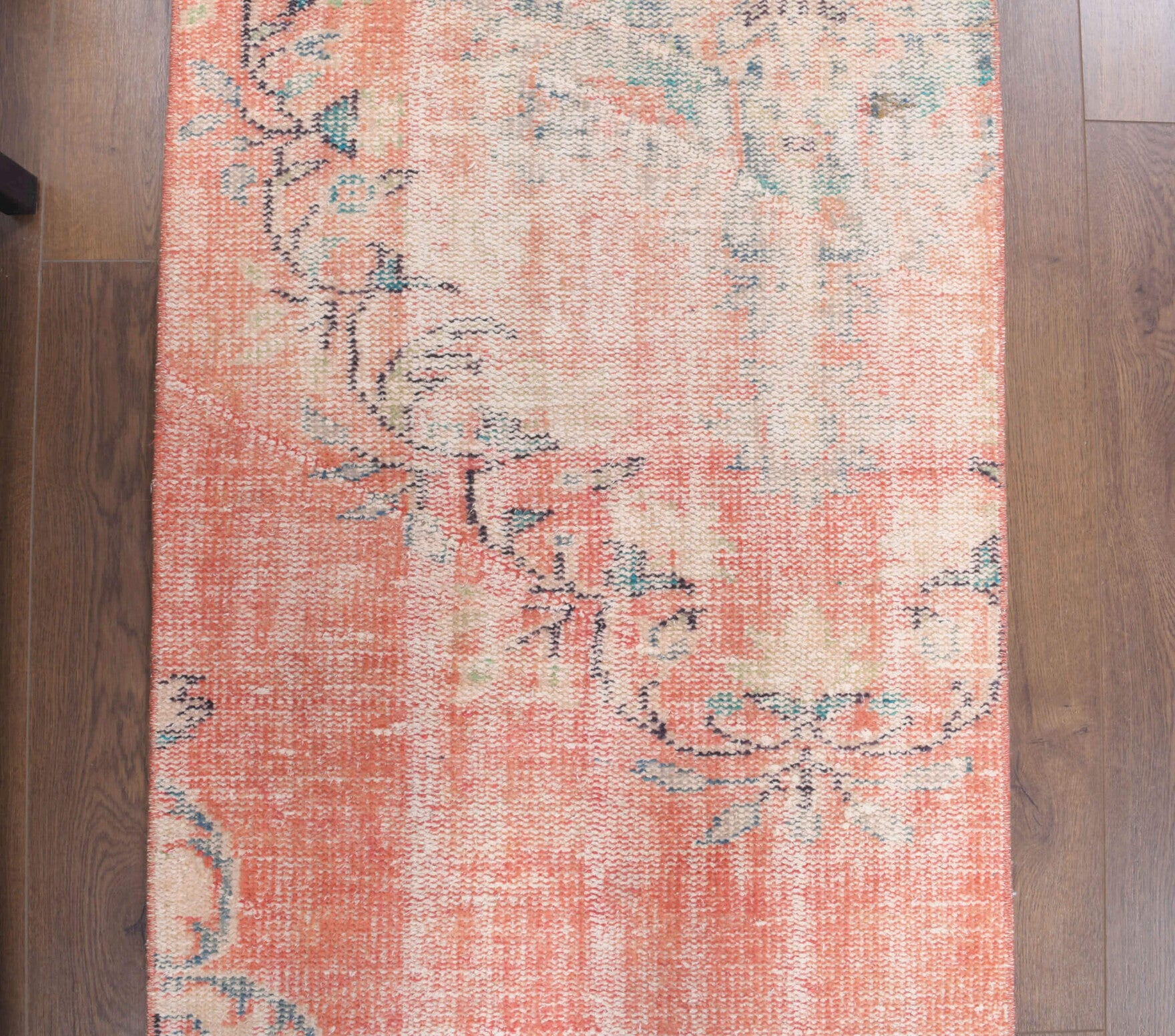 Vintage Oushak Faded Red Rug
