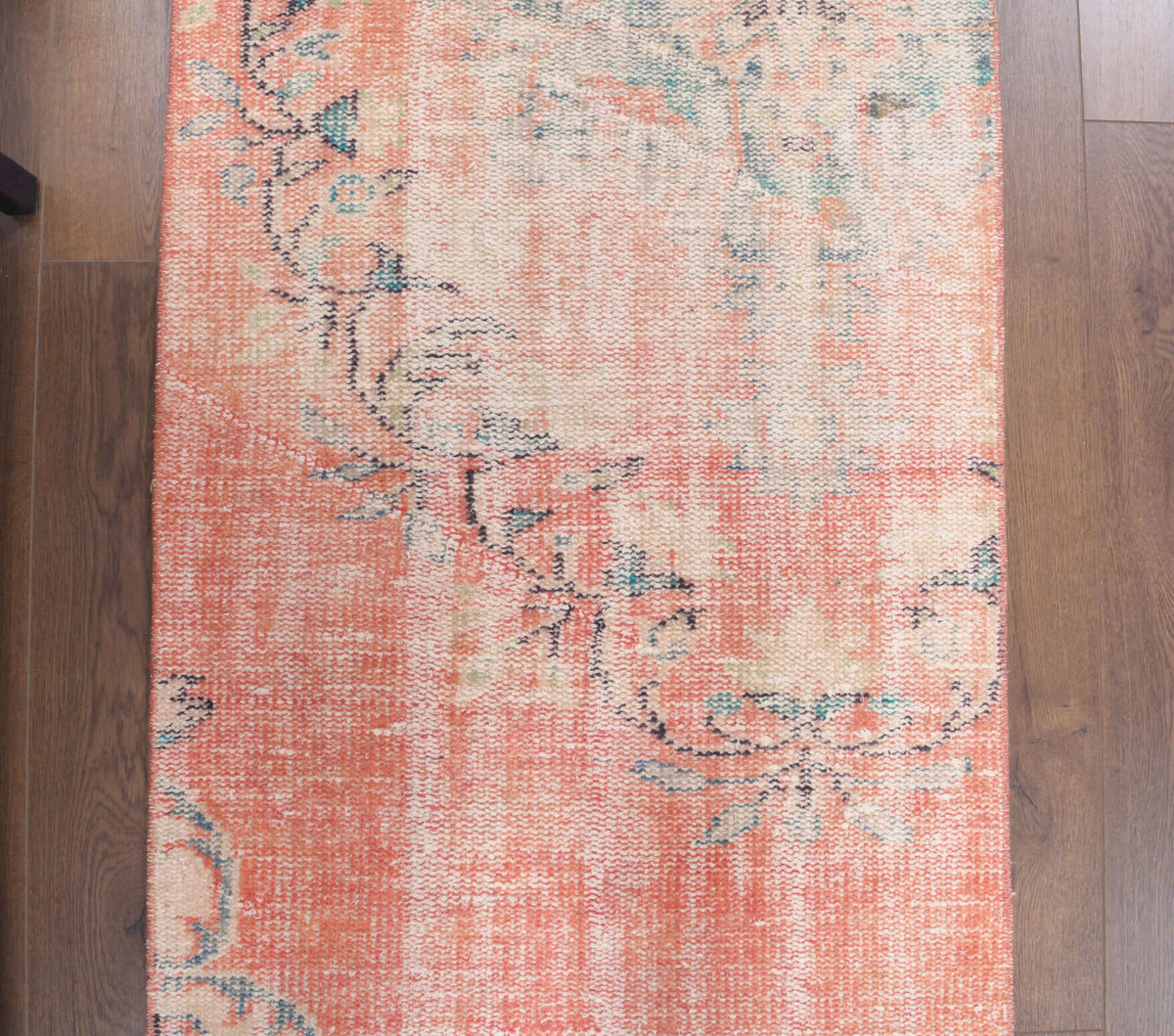 Vintage Oushak Faded Red Rug