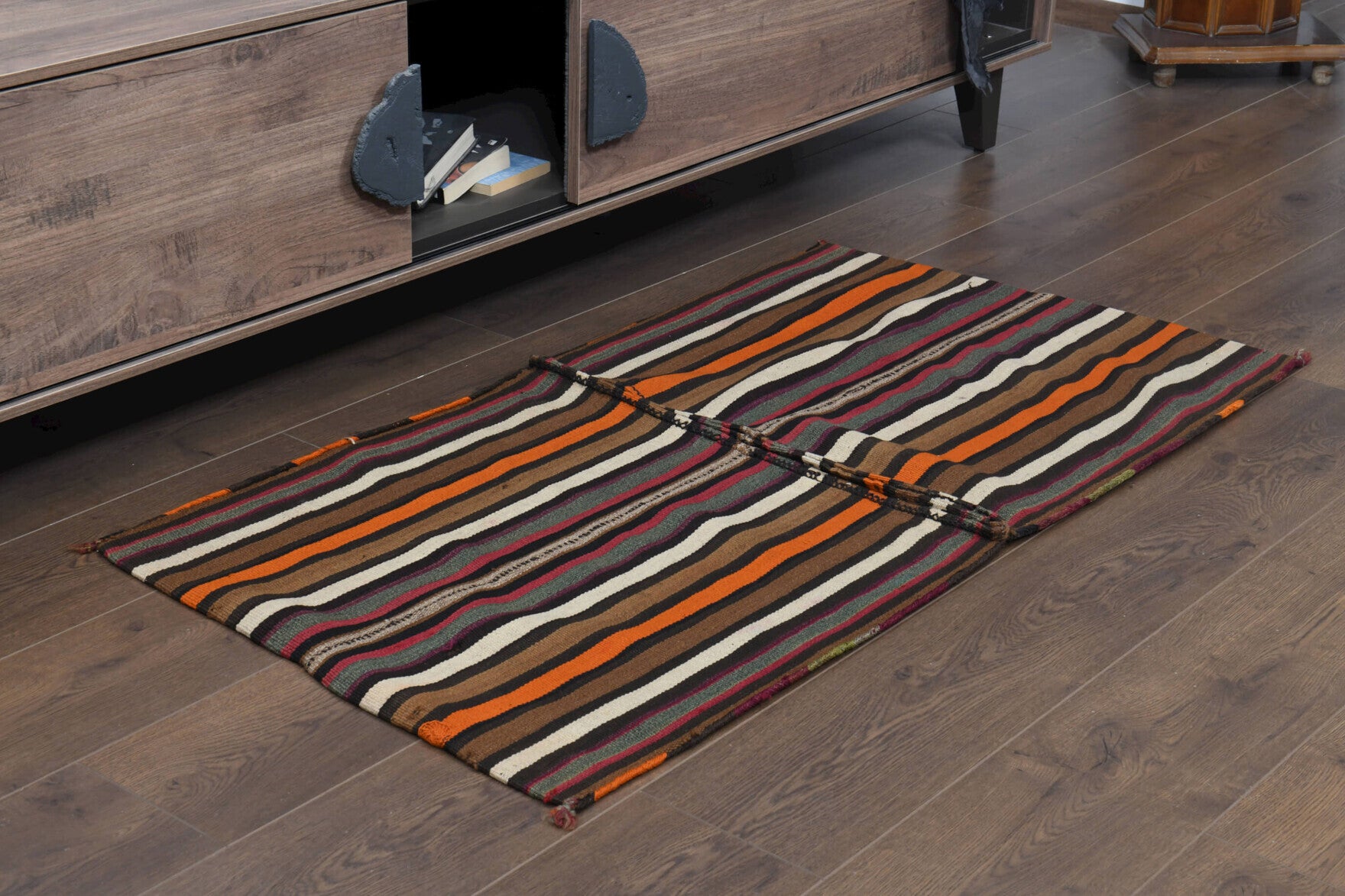 69x127 cm vintage kilim Anatolian rug mat – Siderotima, flatweave, wool
