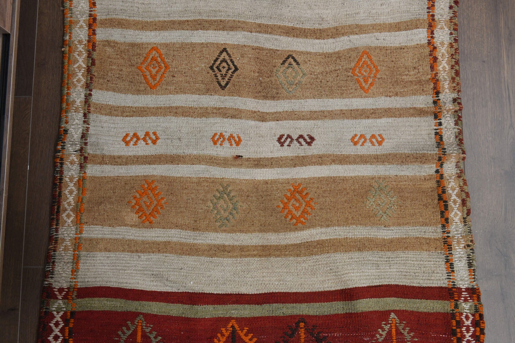 One-of-a-kind 1960s Anatolian vintage kilim rug in wool, 3'1" x 4'2"