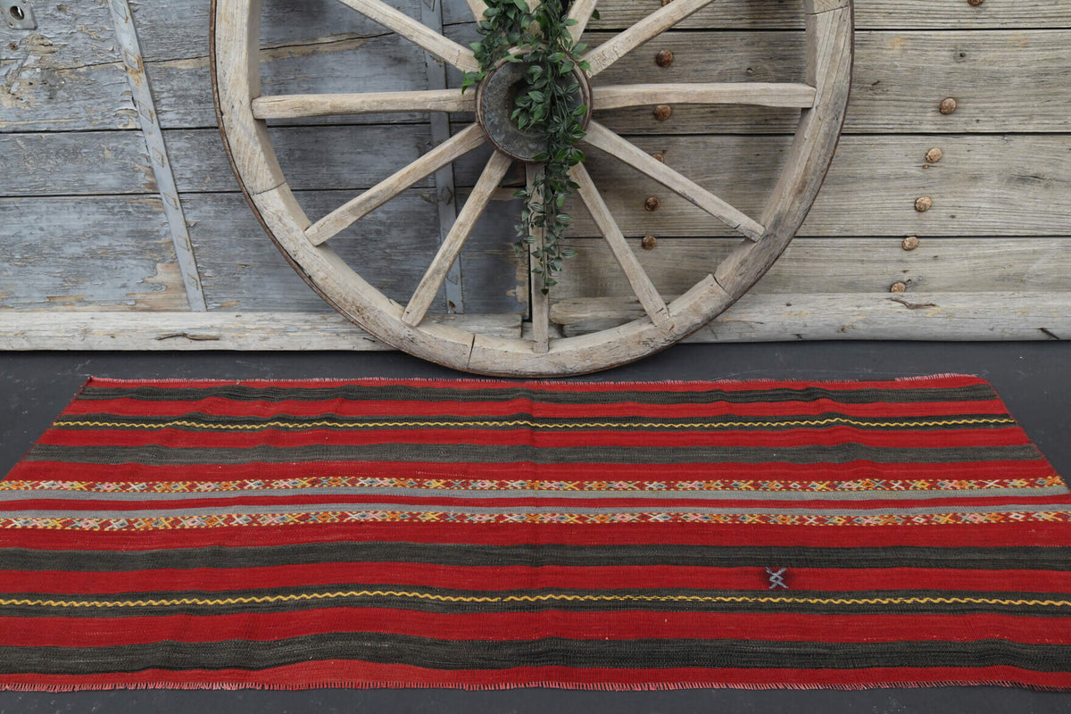 70x200 cm vintage kilim Anatolian runner rug – Serinperi, flatweave, wool