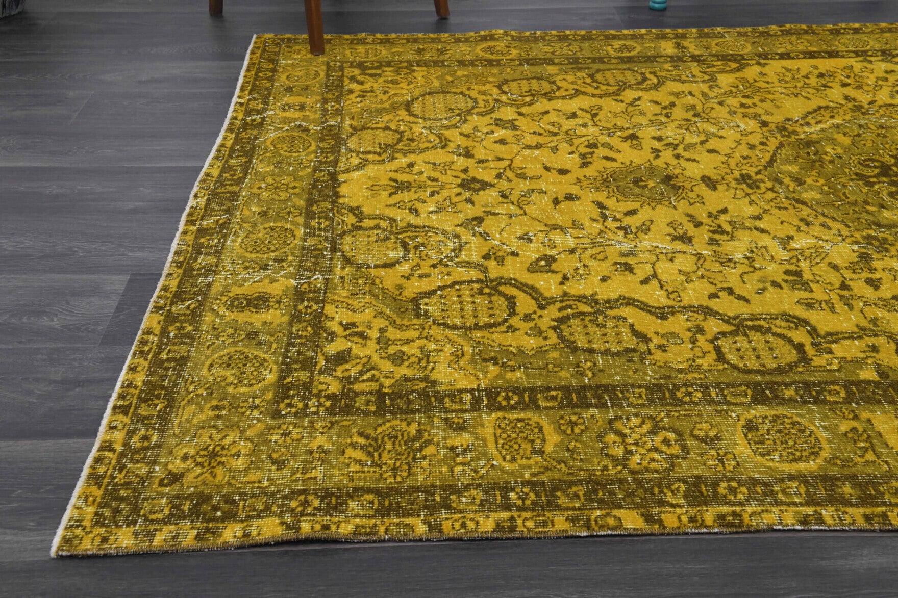 One-of-a-kind 1970s Anatolian overdyed vintage area rug in wool, 5'10" x 8'11"