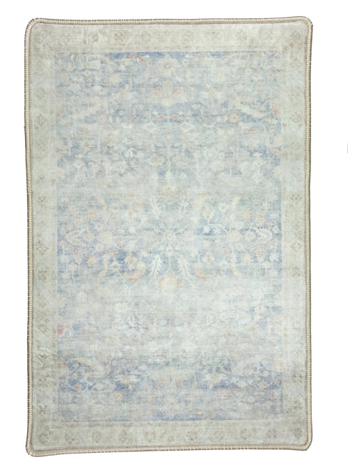 Londyn Neutral Faded Navy Blue Oushak Small 2x3 Rug